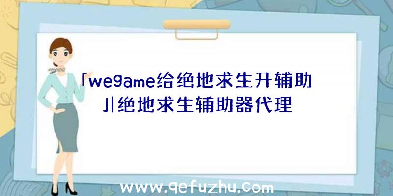 「wegame给绝地求生开辅助」|绝地求生辅助器代理